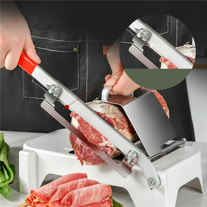 Rebanador de carne de aleaci&oacute;n + acero inoxidable, utensilio de cocina, grosor ajustable, Manual, para el hogar-5