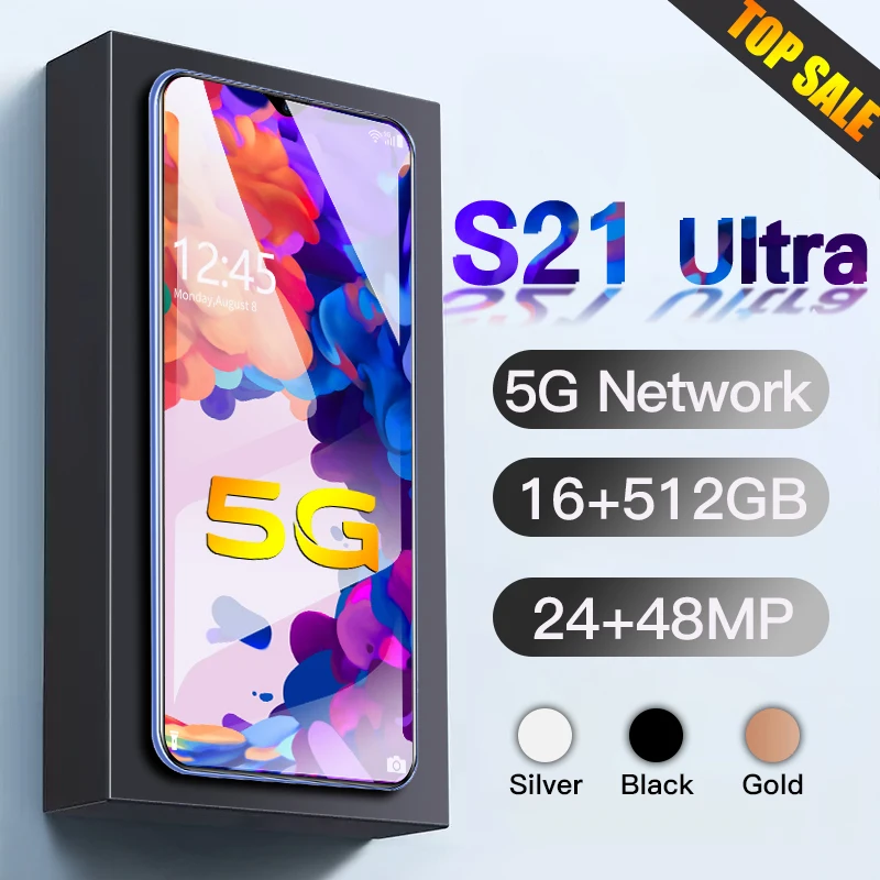 Global Version S21 Ultra Android Smartphone 6.7 HD Inch Mobile Phones 16GB 512GB 24MP+48MP Cellphones Celular 5G network Phone