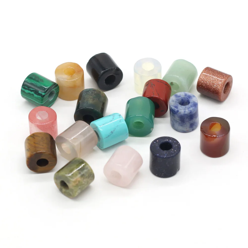

10Pcs New Style Natural Stone Beads Cylindrical Loose Bead Charms For Jewelry Making DIY Necklace Anklet Earrings Accessory