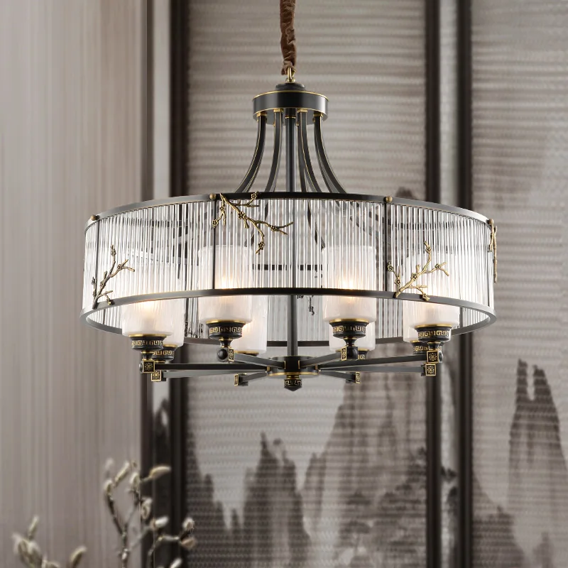 

New Chinese style creative copper chandelier living room dining room modern personality simple light luxury chandelier