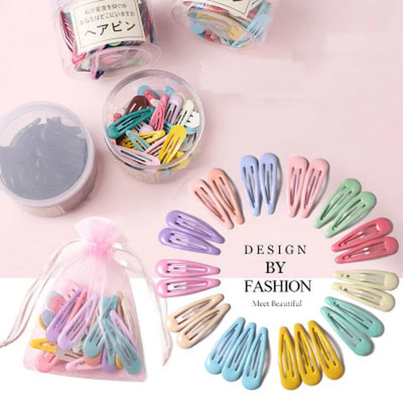 

Mix Color Girls Hair Grip Kids Snap Hair Pin Clips Children Baby Cute Hair Styling Accessories Metal 10/20/30Pcs