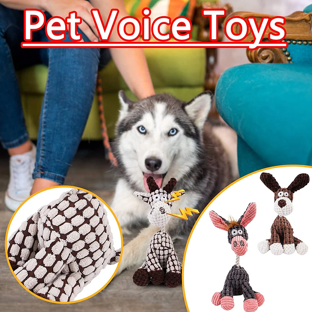 

Pet Toy Donkey Shaped Corduroy Chew Toy For Dog Animal Toy Dog Chew Squeaky Noise Cleaning Teeth Toy Pet Training Supplies