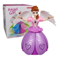electric dancing princess doll toys elsa anna doll with wings action figure rotating projection light music model dolls for girl