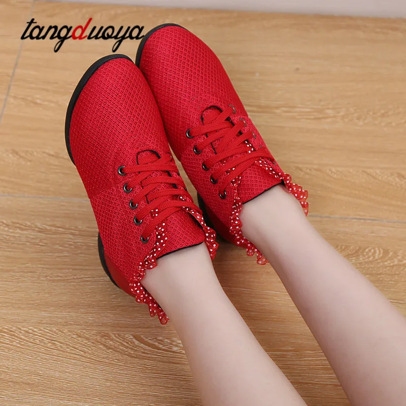 Женские туфли для танцев с мягкой подошвой матросский кружевной на среднем