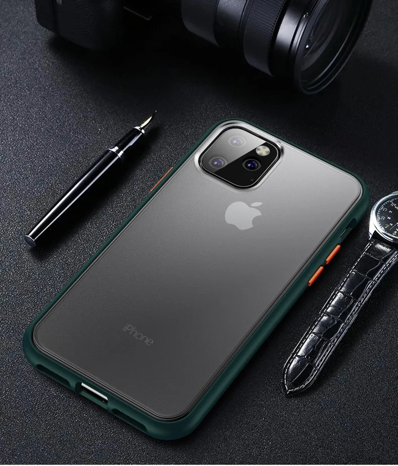 Для iPhone 11 Pro чехол Скраб Жесткий прозрачный PC задняя крышка+ TPU для iPhone 11 Max чехол полное покрытие задняя крышка чехол 6,4 ''funda