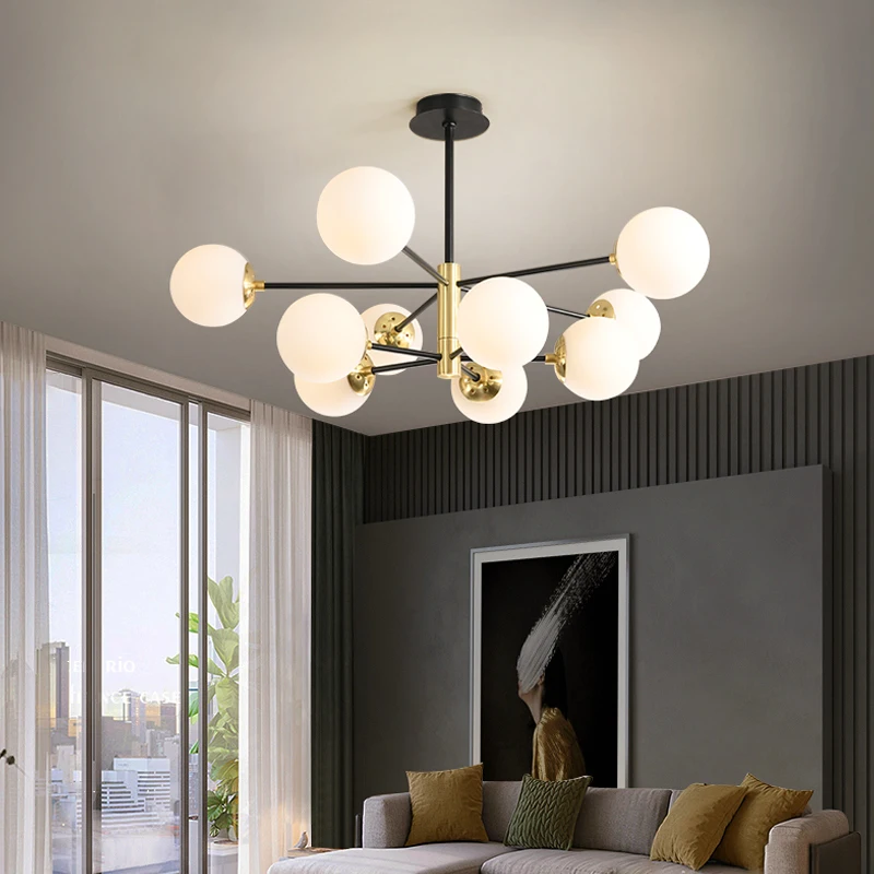 Lámpara LED de techo de bola redonda para sala de estar, accesorios de iluminación de interior para dormitorio, nórdica y moderna, 5/8/10/12, E27