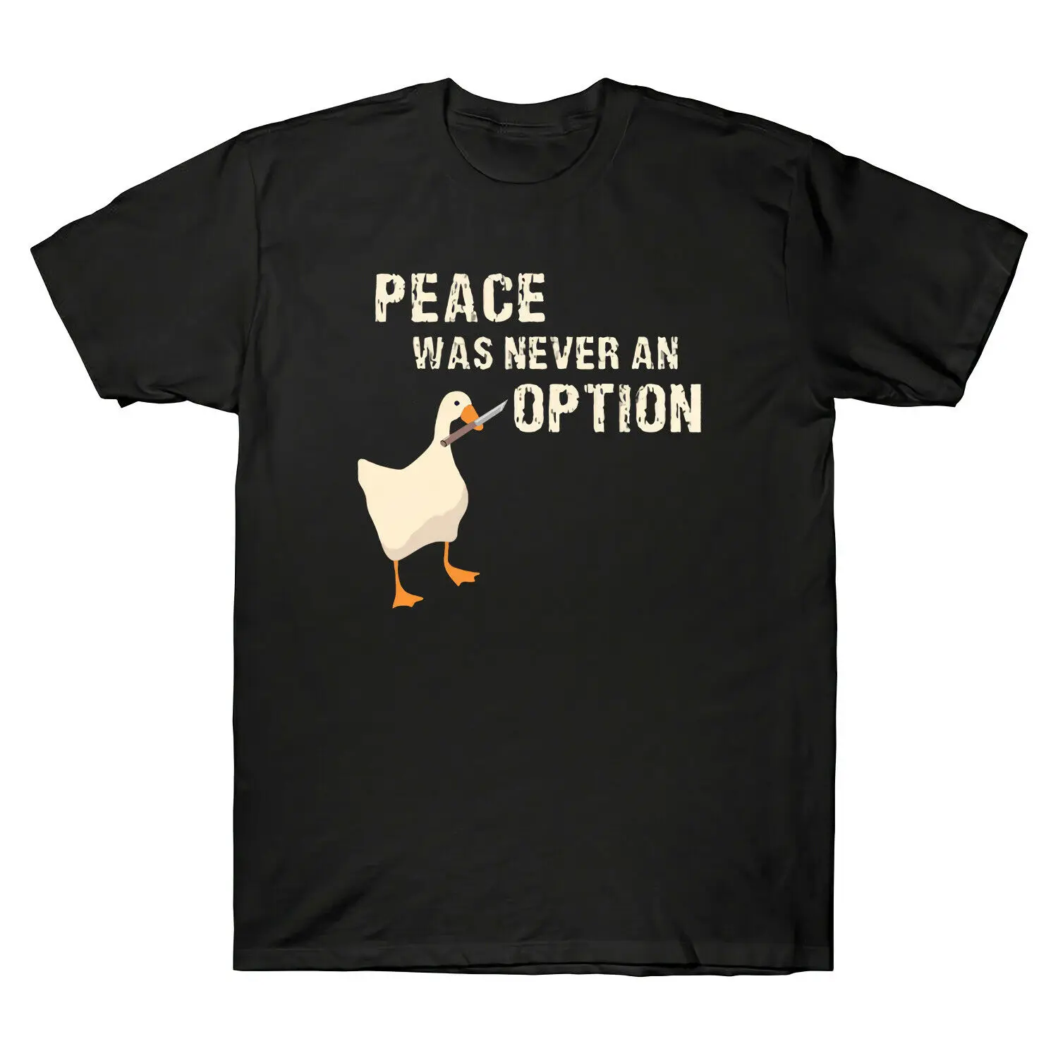 Забавная винтажная Мужская футболка Peace Was Never An Option Goose Game Meme из хлопка|Мужские