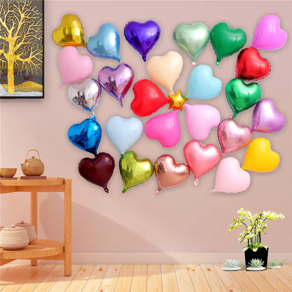 18 дюймовые воздушные шары из фольги с металлическим сердцем для дня рождения