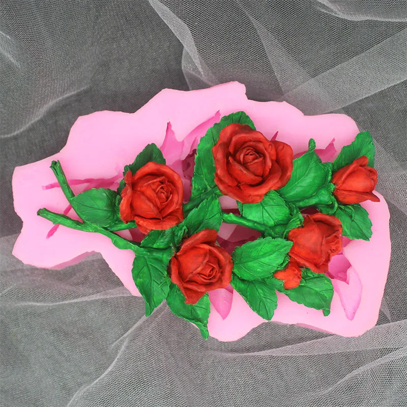 

3D Big Rose Flower Bouquet Fondant Silicone Mold Valentine's Day DIY Chocolate Baking Decorative Candle Soap Epoxy Plaster Tool