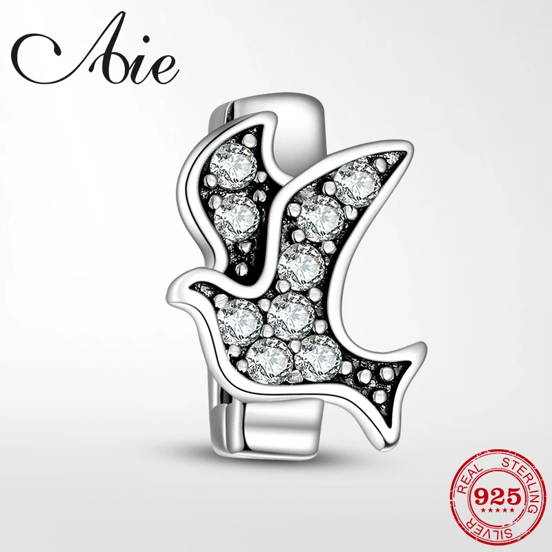 Бусы серебряные с символом свободы Летающие птицы прозрачным фианитом Подвески