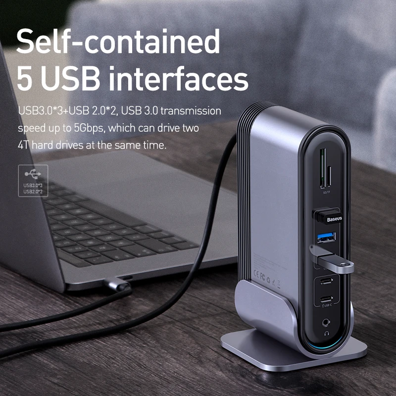 Док-станция Baseus usb-c 17 в 1 USB 3 0 2 PD RJ45 VGA HD экрана | Компьютеры и офис