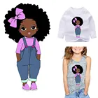 Симпатичные черные патчи для маленькой афро-девочки, Аппликации для одежды, термотрансферные наклейки сделай сам для футболок, платьев, железные патчи