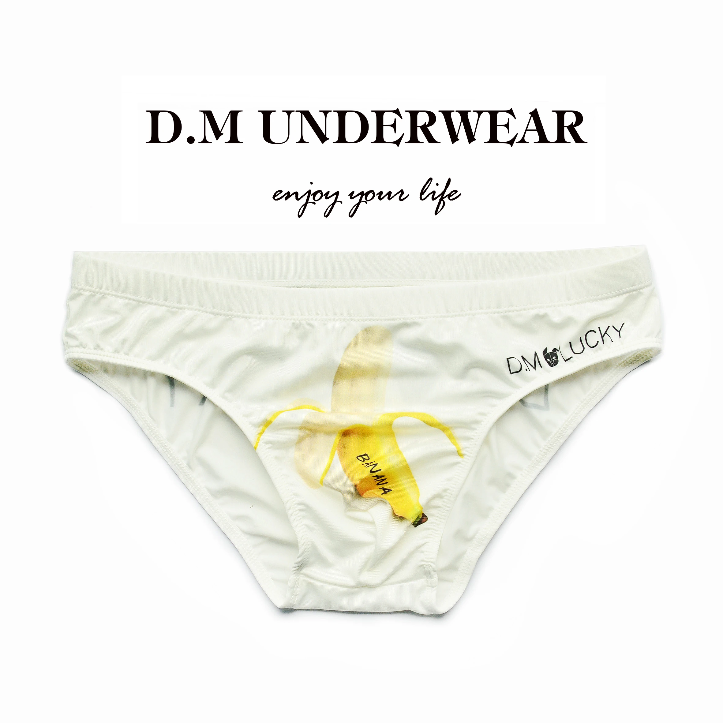 Мужские трусы брифы с заниженной талией желтые удобные принтом животных кота