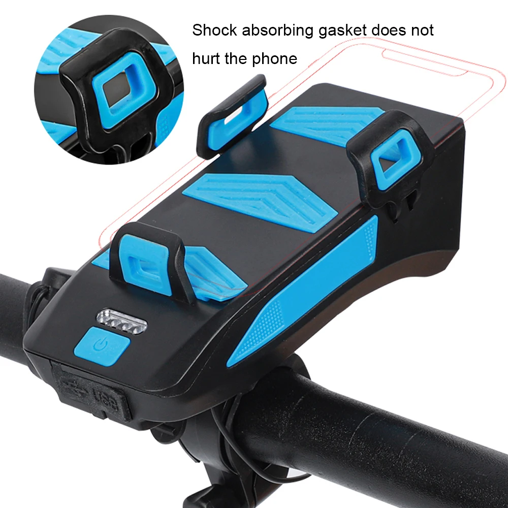 Multifunction 4 IN 1 Bike Light 400 Lumens Flashlight Horn Phone Holder Power Bank Bicycle Front | Спорт и развлечения