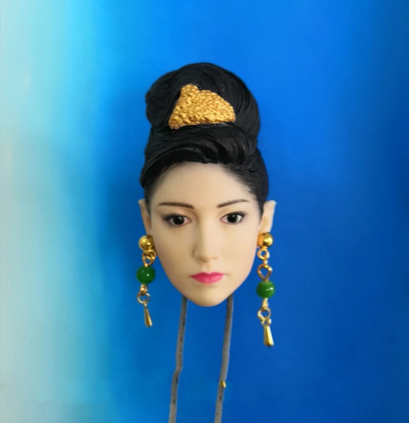 

1/6 старинная Женская резьба на голову с серьгами и короной для 12 дюймов бледных тела