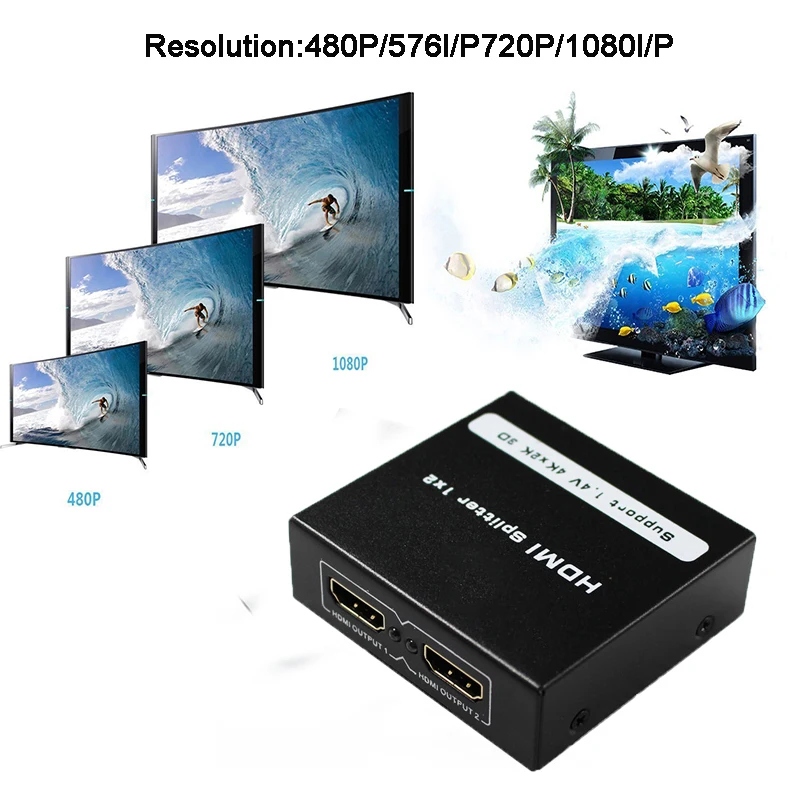 Разветвитель HD 4K HDMI 1x2 порт 3D UHD 1080p * 2K видео переключатель 1 вход 4 выхода