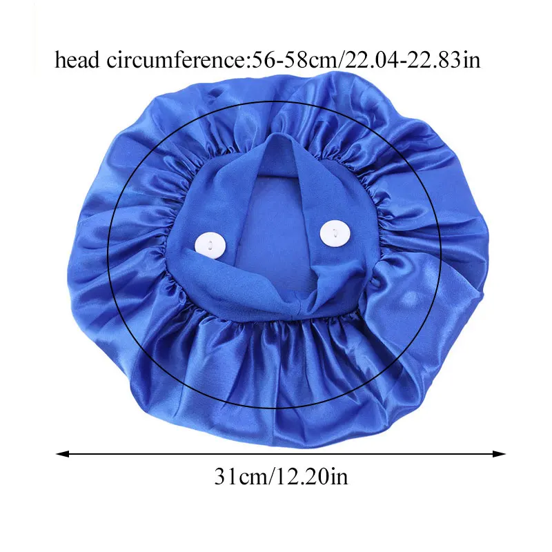 

Satin Silk Nightcap Sleep Button Elastic More style Cap Nurse Hat Women Solid Elegant Long Hair Cap Hat Head Cover Bonnet Hat