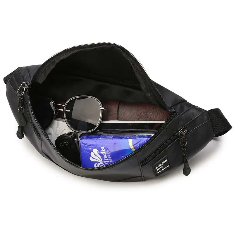 

New Waist Bag Men Chest Bags For Men Belt Pack Street Black Fanny Pack High Capacity Waterproof Banana Bag Shoulder Kidney Bags