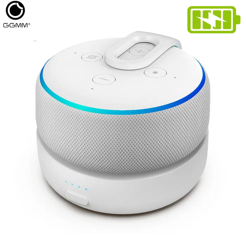 GGMM портативный аккумулятор база для Echo Dot 3rd крошечная док-станция с 5200 мАч перезаряжаемая батарея 8H Play Белый Внешний аккумулятор крышка