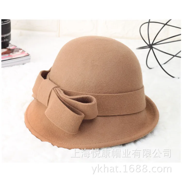 

Ms 2022 Season Big Bowknot Is Pure Wool Hat Dome Edge Homburg Women Felt Hat Tide Restoring Ancient Ways Of England Luxury Cashm