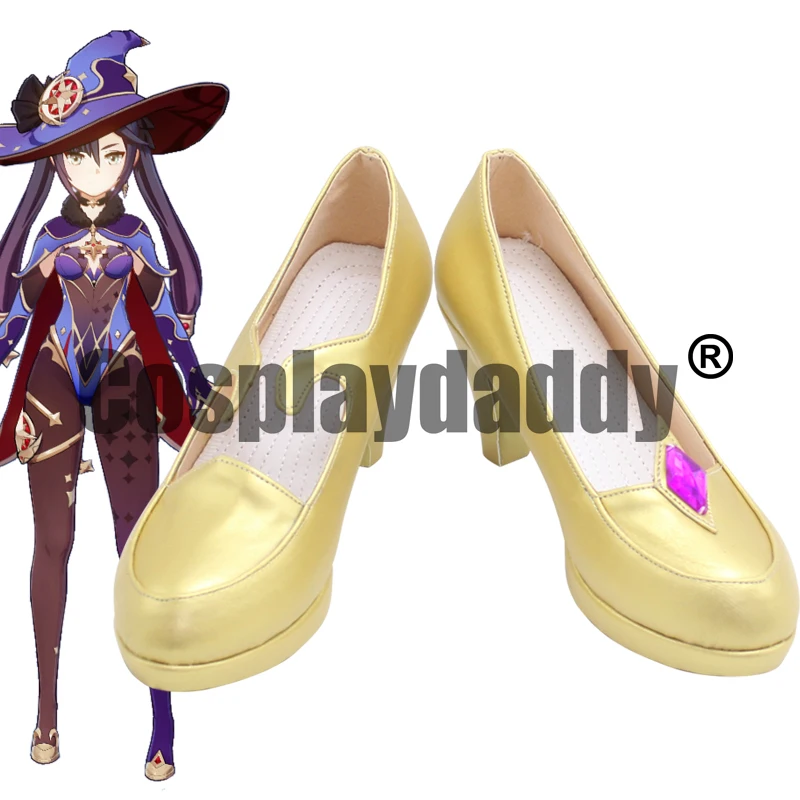 

Genshin Impact Mondstadt Astral Reflection Enigmatic Astrologer Hexenzirkel Mona Cosplay Gloden Pump Heel Shoes X002