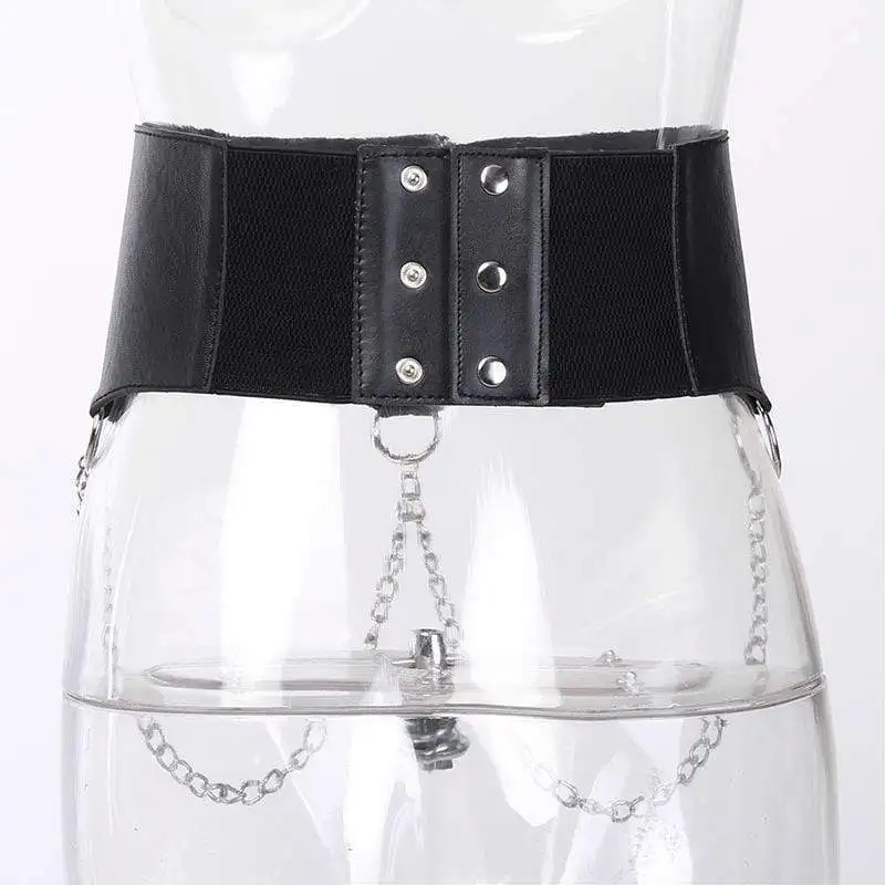 Женские панковские кольца и цепи Дизайнерские широкие из искусственной кожи