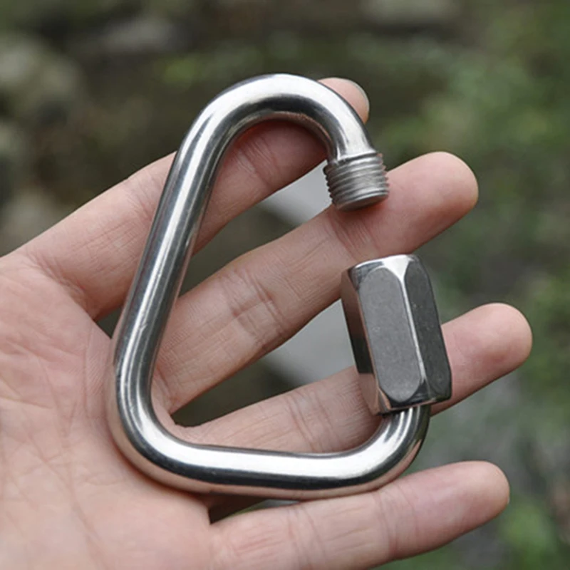 

Triangle Connecting Ring Meilong Lock Quick Safety Lock Buckle Triangle Carabiner Steel Screw Lock Climbing Gear