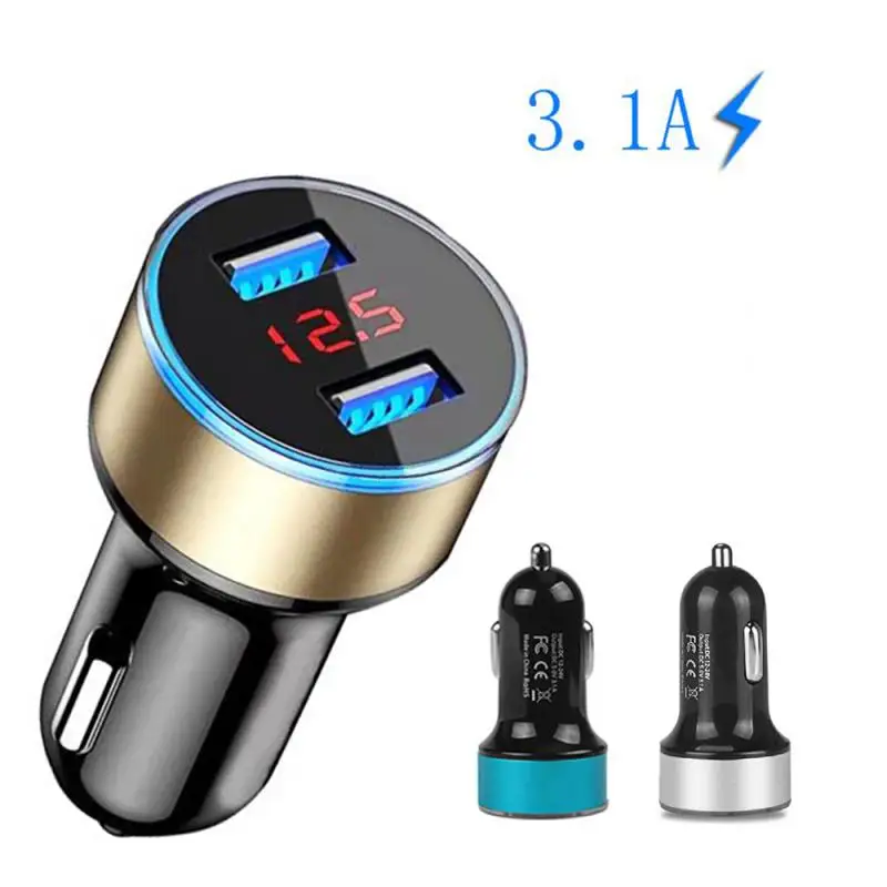 usb car charger 2 ports led display auto cigarette lighter socket phone fast charging adapter for iphone 11 12 samsung xiaomi free global shipping