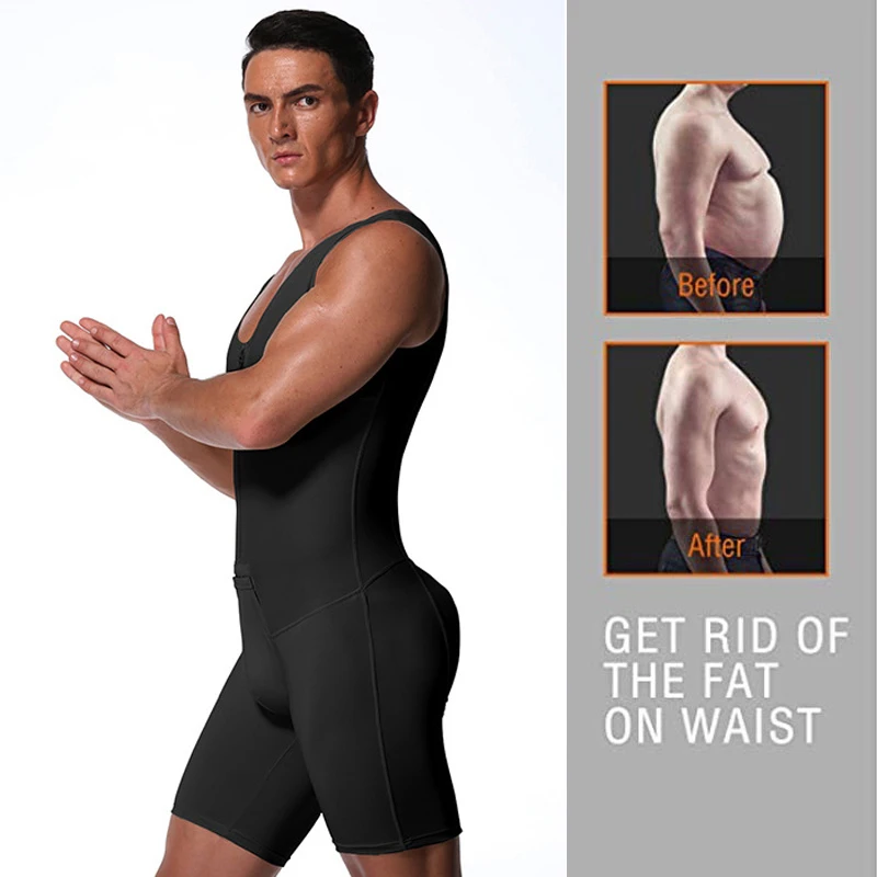 

S-6XL Men Shapewear Tummy Control Full Body Shaper Slimming Bodysuit Zipper Thigh Trimmer Butt Lifter Underwear Vest Shaping New