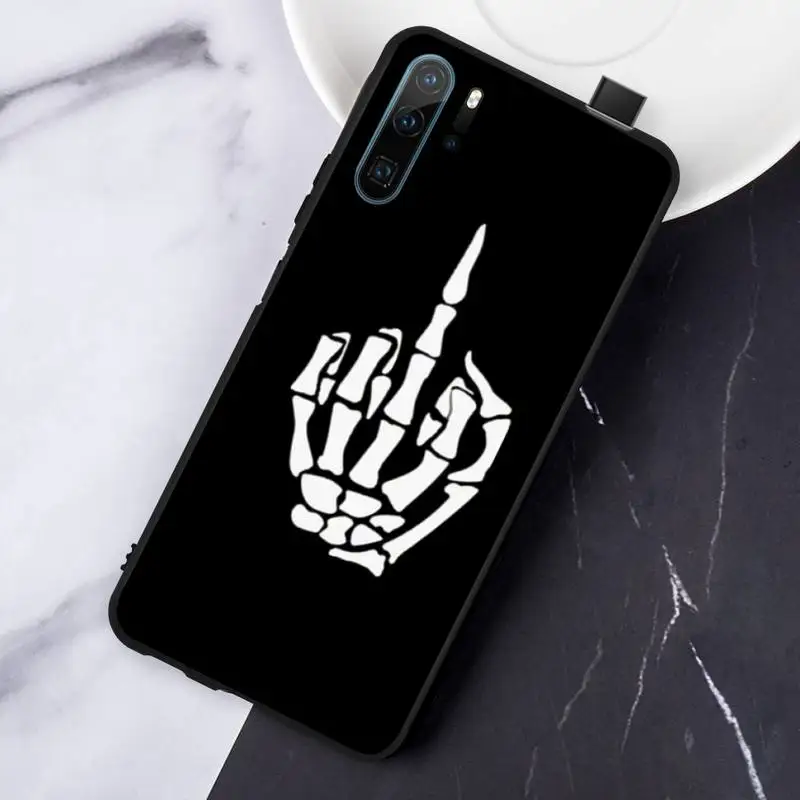 

Skeleton Middle Finger painting Phone Case For Huawei honor Mate P 10 20 30 40 Pro 10i 9 10 20 8 x Lite