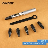 owden 6 in 1 hollow punch kit tool set 2 02 53 03 54 04 5mm leather holes perforating leather tools for punching