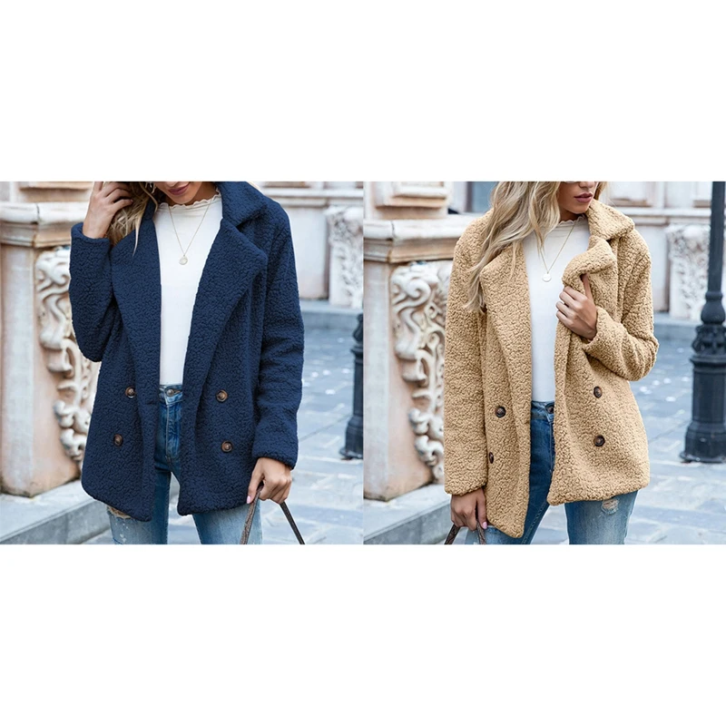 2 шт. женский шерстяной кардиган с воротником на пуговицах | Женская одежда