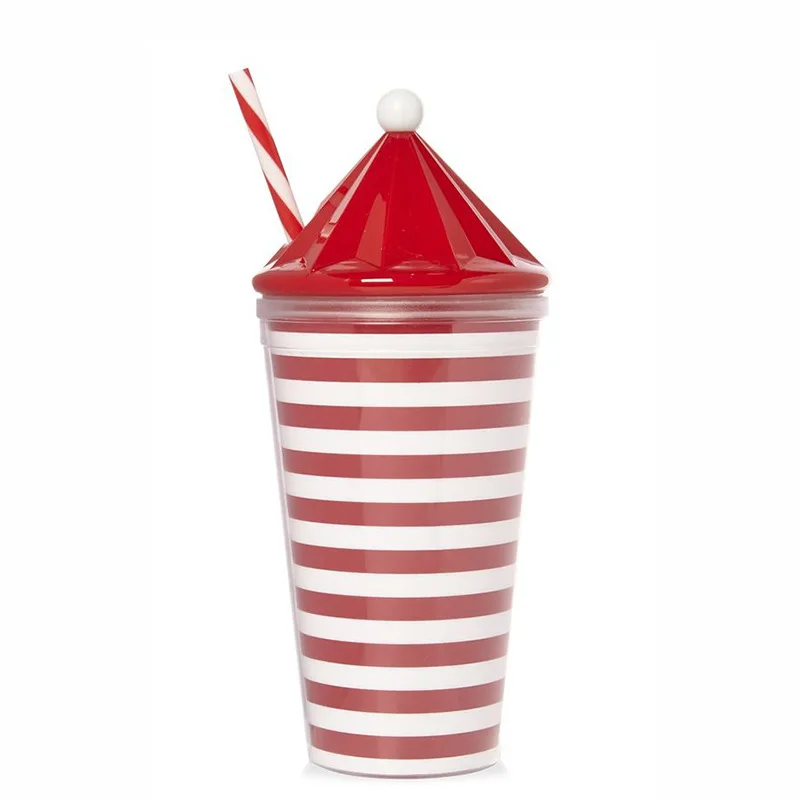 

Christmas theme double-layer plastic straws unisex casual cups holiday Christmas Eve water cups