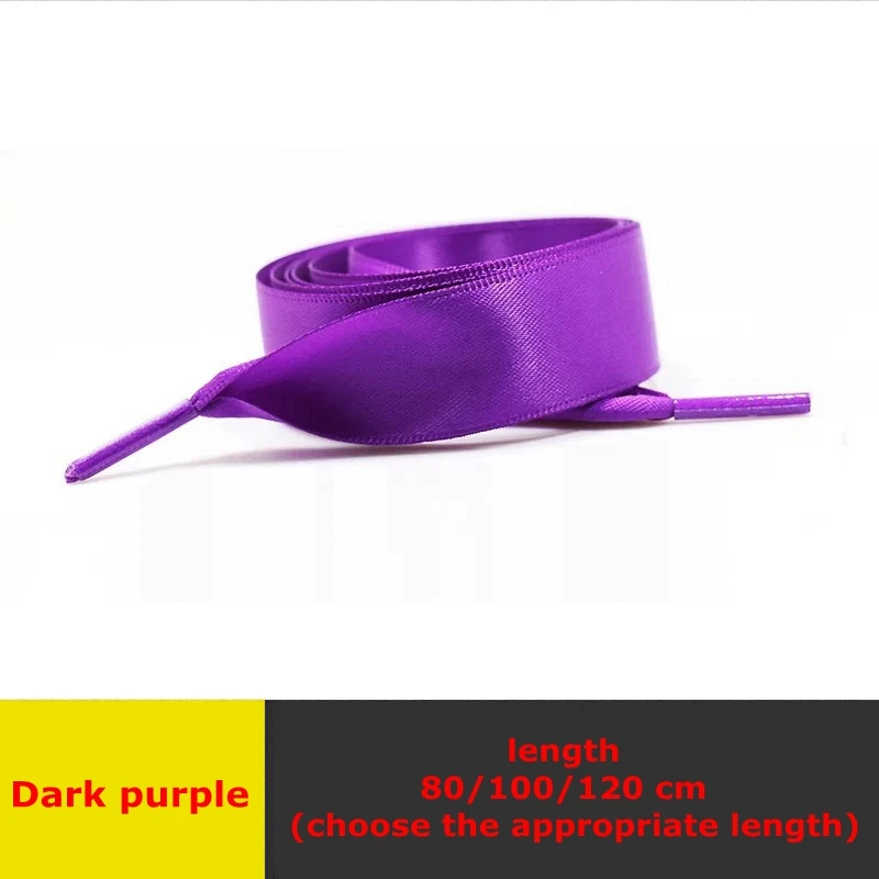 Dark purple 1 пара атласной ленты шелковая обувь шнурки для отдыха на открытом воздухе шнурки белые женские романтические модные шнурки 80 см/100 см/120 см - Цвет: Dark purple