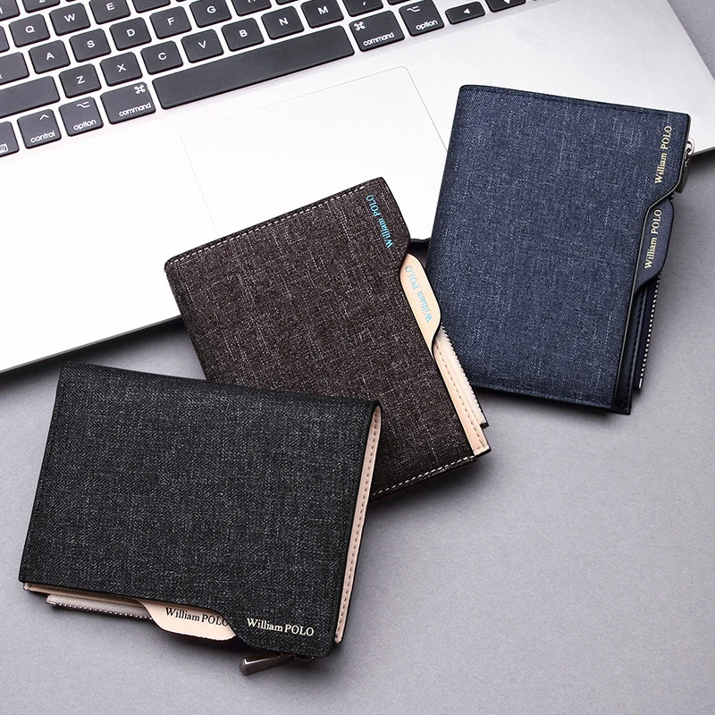 Холщовый мужской кошелек WILLIAMPOLO кредитница со съемным футляром для монет и