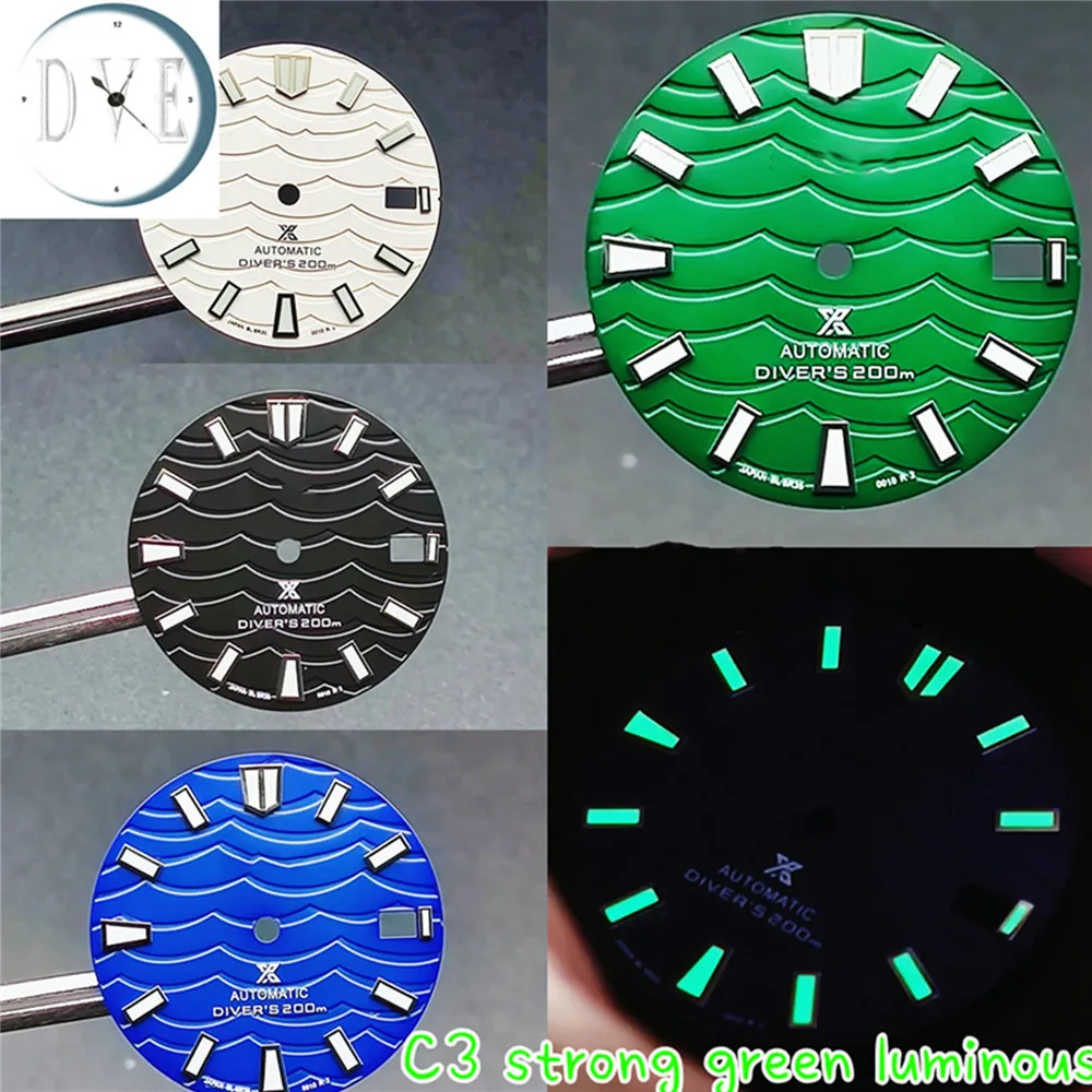 

28.5MM C3 Green Luminous Watch Dial for NH35 Movement Modification Kit
