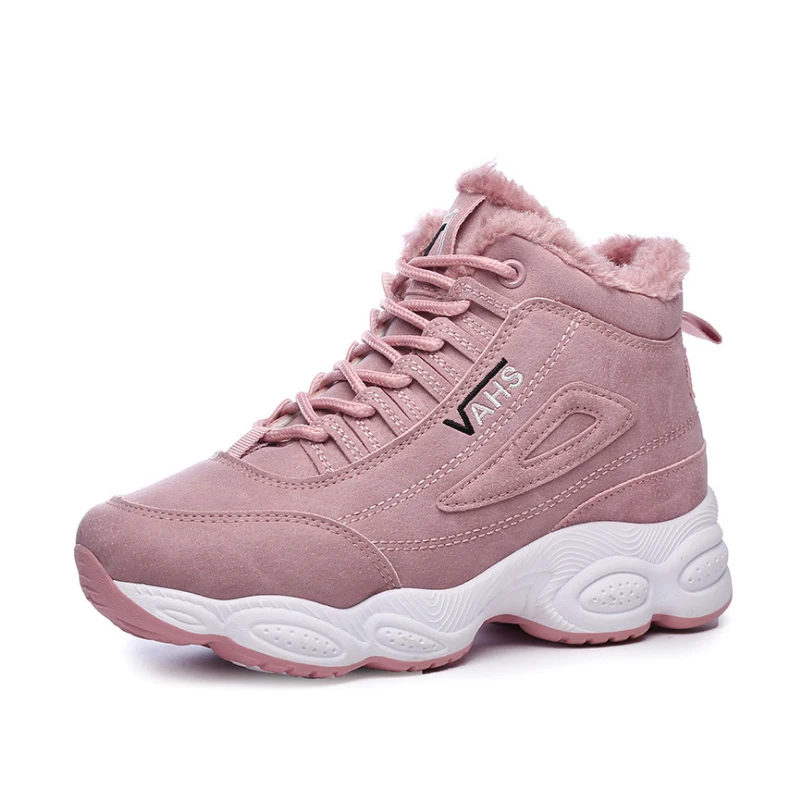 zise VTOTA Chunky Sneakers Women Winter Warm Shoes New Platform Wedges Shoes Tenis Feminino Pink Fur Vulcanized Shoes Snow Shoes ISN - Цвет: zise