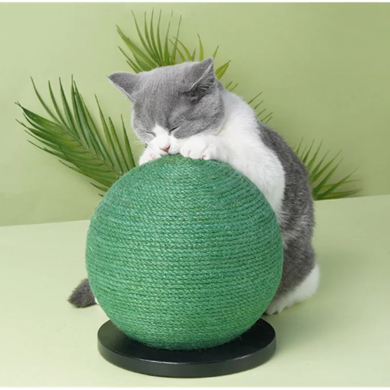 Woven Sisal Cat Scratch Cactus Ball with Wood Base Cats Board Grinding Nails Interactive Protecting Furniture Kitten Pad | Дом и сад