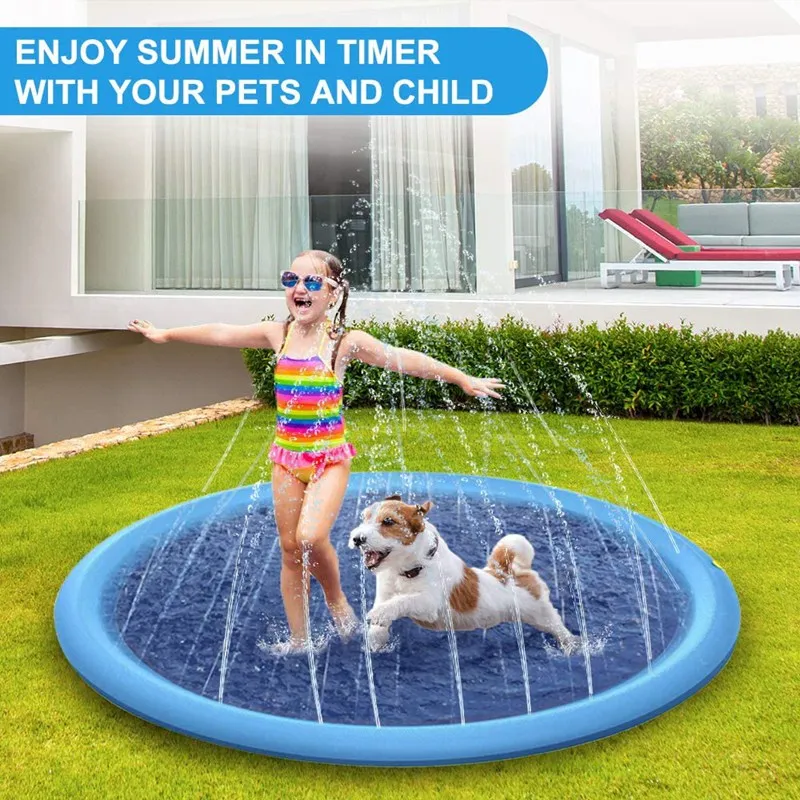 

Dog Pool Pet Sprinkler Pad Summer Dog Play Cooling Mat Swimming Pool Water Spray Splash Mat Outdoor Garden Fountain Cool Toy