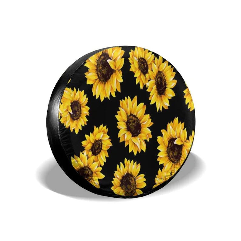 

Spare Tire Cover Sunflower Polyester Universal Sunscreen Waterproof Wheel Covers for Jeep Trailer RV SUV Truck and Many Vehicles