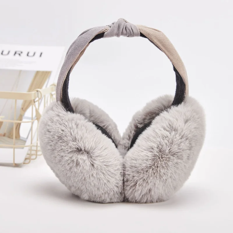 

Women Imitation Rabbit Fur Warm Earmuffs Winter Two-color Hairband Ear Cover Outdoor Foldable Kawaii Girls Soft Plush Ear Muffs