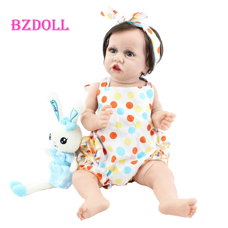 

55cm Full Body Soft Silicone Reborn Baby Doll Toy For Girl Realistic Vinyl Newborn Babies Dress Up Doll Christmas Birthday Gift
