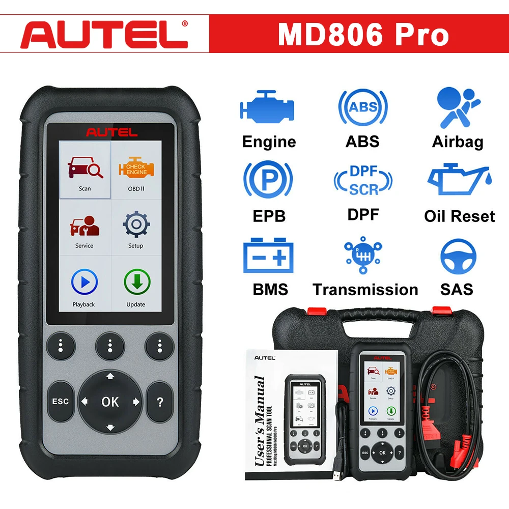 AUTEL MaxiDiag MD806 Pro OBD2 сканер все системы диагностический инструмент 2021 новейший