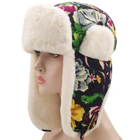 new super warm knitted bomber hat for women girl outdoor wind prevent russian hat snowflower trapper hat deer earflap hat cap