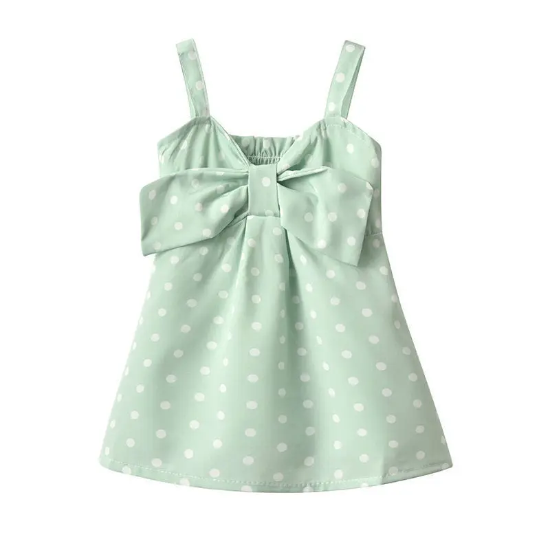 

2021 Summer New Girl's Dress Children's Clothing Fashion Kids Polka Dot Flower Sleeveless Princess Dress Toddler Girl Clothes