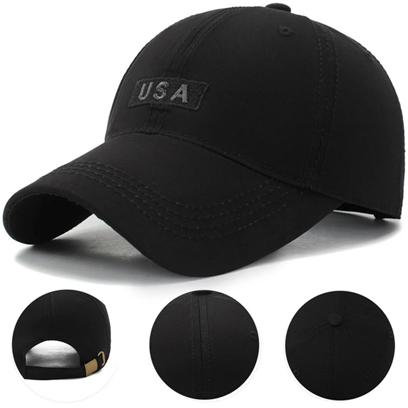 

2021 Embroidered USA Solid Baseball Cap Men Women Plain Curved Sun Visor Baseball Cap Hat Solid Color Fashion Adjustable Caps
