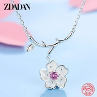 zdadan 925 sterling silver flower necklace chain for women engagement fashion jewelry gifts