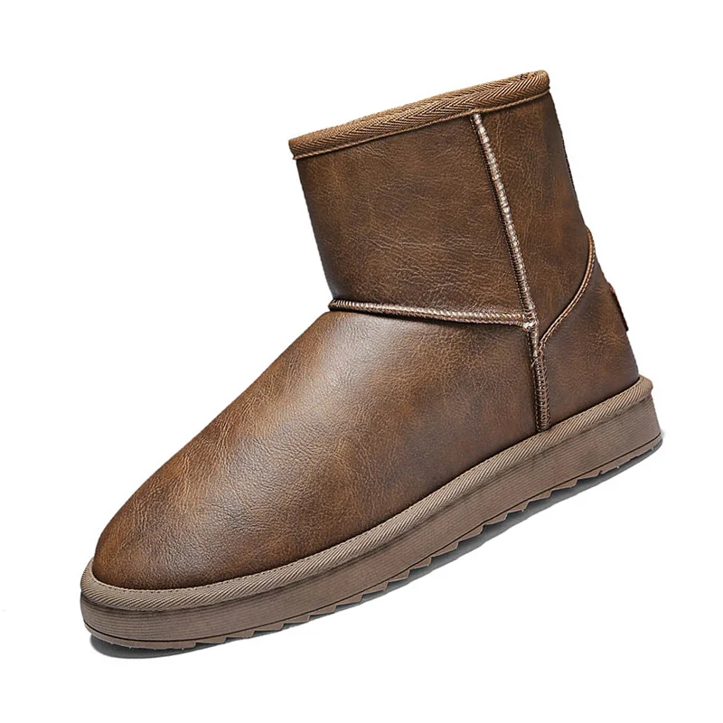 Bota Masculina/Новое поступление года; мужские ботинки на меху; теплая зимняя мужская рабочая обувь; модная обувь на резиновой подошве; размеры 39-45 - Цвет: BROWN-3