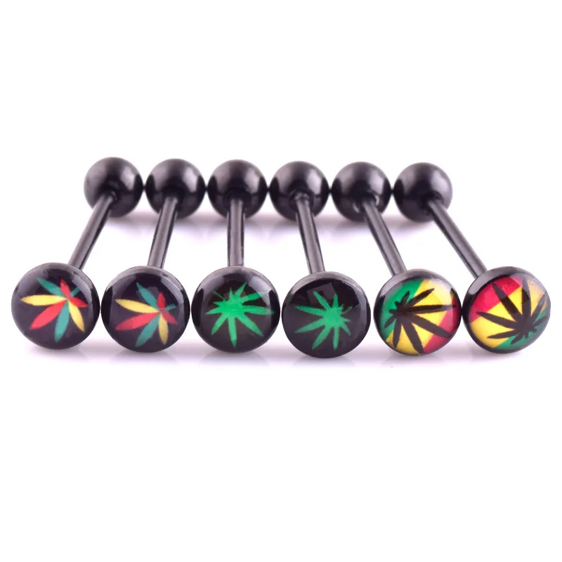 1 шт. ювелирные изделия для пирсинга в форме листа кольца языка штанги носа кольцо