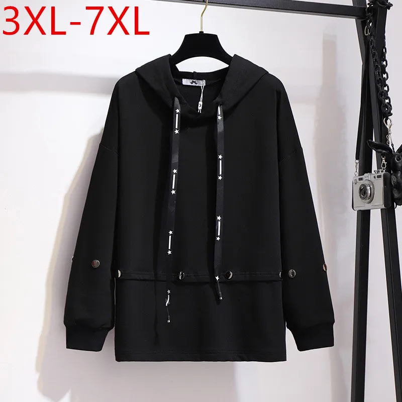 

Женская толстовка с капюшоном Missfansiqi, Черная Толстовка большого размера 3XL, 4XL, 5XL, 6XL, 7XL с длинными рукавами и пуговицами, на весну